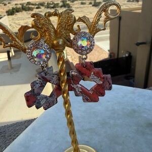 Handmade Southwest Aztec Dangle Earrings AB Crystal Rhinestone Boho Western